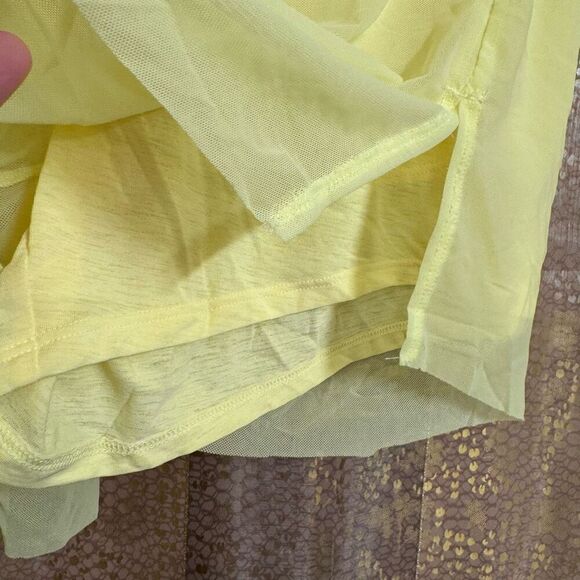 Free People Movement Double Vision Yellow Mesh Athletic Long Shorts Small NWOT - Picture 4 of 8